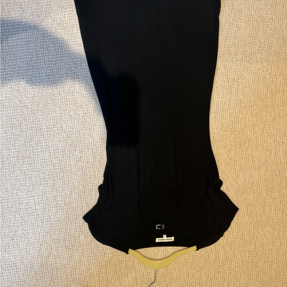 Reformation Black Cap Sleeve Dress with silver detail